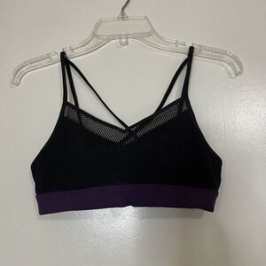 ALO YOGA Black and purple mesh netting athletic bra top size XS unpadded
